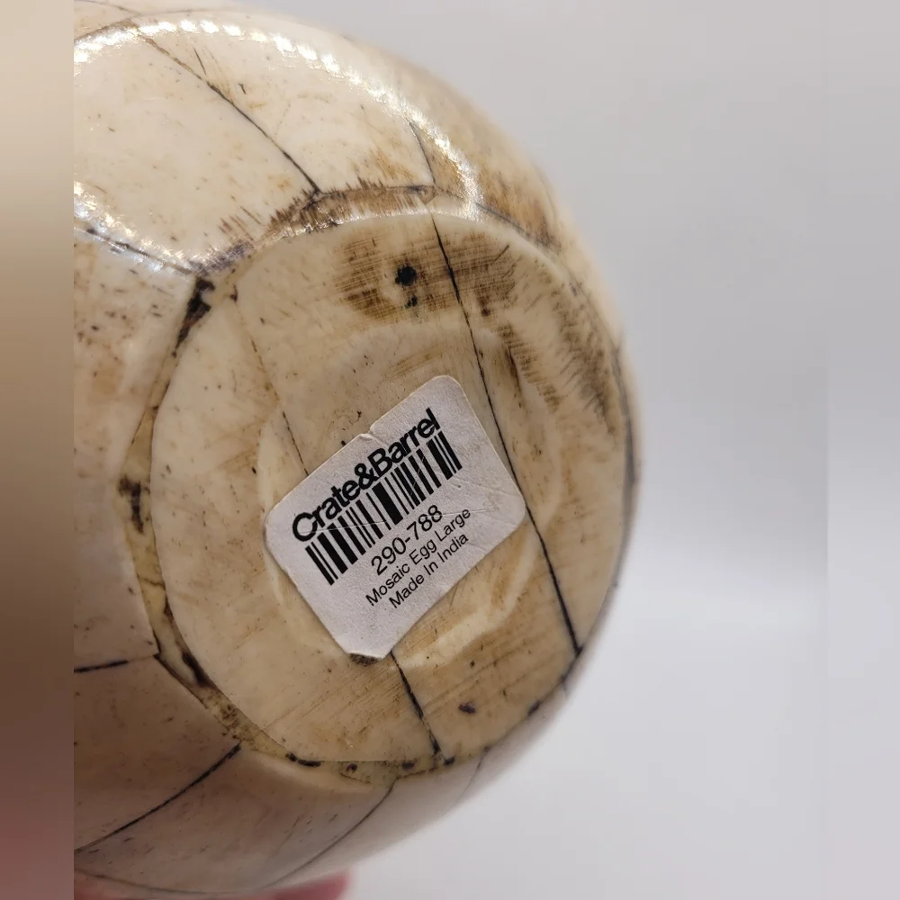 Crate & Barrel Ivory Color Bone Egg Shape Table Decorative Paper Weight
